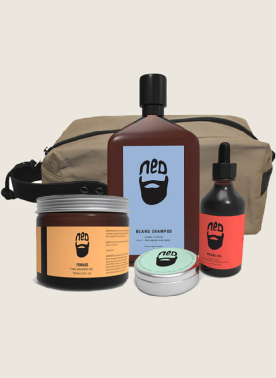 NED men's washbag - NED grooming products - NED men's wax - men's beard oil -men's grooming travel pack australia