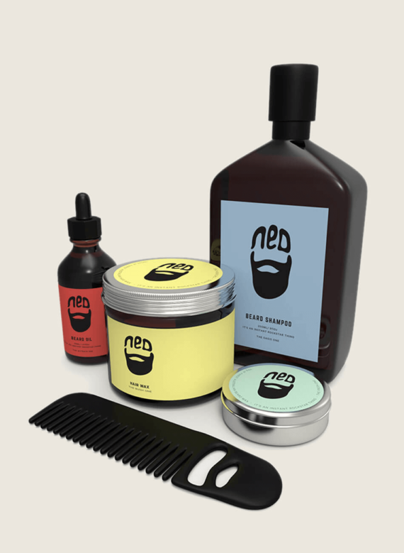 washbags - man kit - Men's grooming pack - NED beard comb - NED beard oil comb - NED wax for beards - men's hair wax -